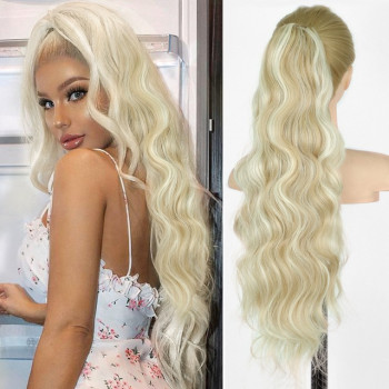 Coada de Par cu snur Blond Suvitat, 70 cm